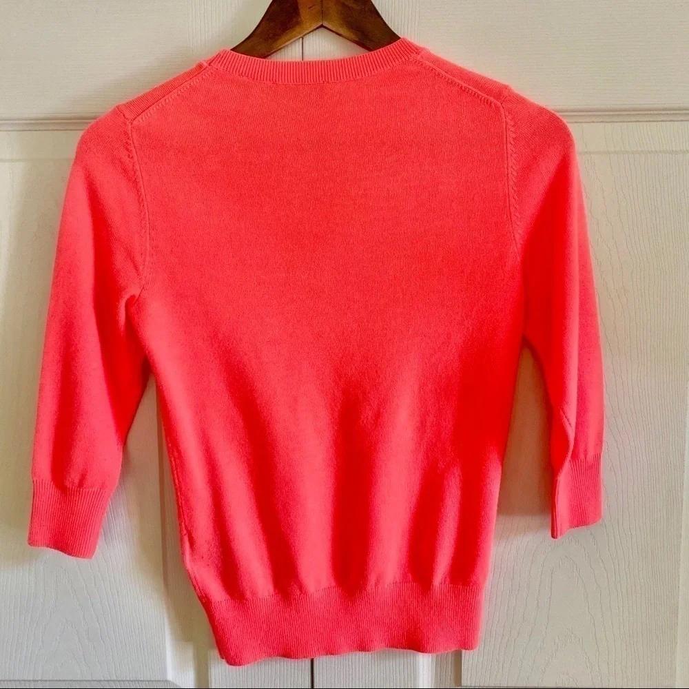 Ted Baker Hot Coral Lace Neck 3/4 Sleeve Sweater